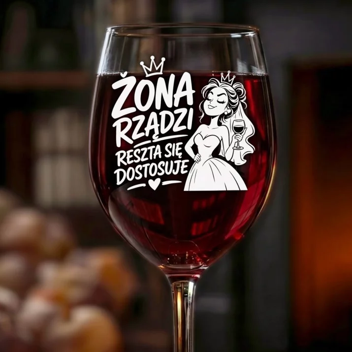 Kieliszek Do Wina Dla Panny Młodej Prezent Na Ślub Dla Kobiety: Żona Rządzi Kieliszek Do Wina Dla Panny Młodej Prezent Na Ślub Dla Kobiety: Żona Rządzi
