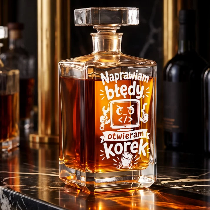 Karafka Do Whisky z Grawerem Dla Informatyka Prezent: Naprawiam Błędy, Karafka Do Whisky z Grawerem Dla Informatyka Prezent: Naprawiam Błędy,