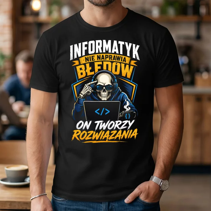 Koszulka Męska Dla Informatyka Prezent Dla Mężczyzny: Tworzy Rozwiązania