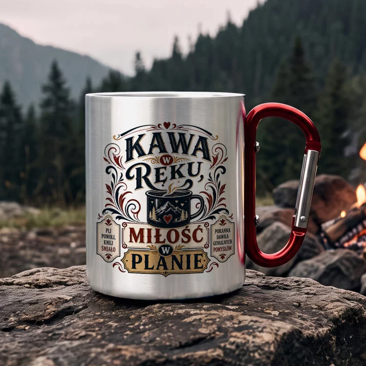 Kubek Metalowy z Karabińczykiem Dla Dziewczyny Prezent Na Dzień Dziewczyny Dla Kobiety: Kawowa Ironia Kubek Metalowy z Karabińczykiem Dla Dziewczyny Prezent Na Dzień Dziewczyny Dla Kobiety: Kawowa Ironia