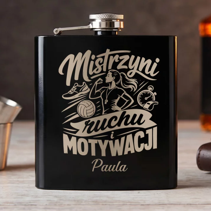 Piersiówka z Grawerem Dla Nauczycielki Wf Prezent Na Dzień Nauczyciela Dla Kobiety: Mistrzyni Ruchu I Piersiówka z Grawerem Dla Nauczycielki Wf Prezent Na Dzień Nauczyciela Dla Kobiety: Mistrzyni Ruchu I