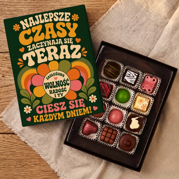 Czekoladki Na Emeryturę Prezent Dla Emeryta Kobiety: Retro Emerytalna Radość Czekoladki Na Emeryturę Prezent Dla Emeryta Kobiety: Retro Emerytalna Radość