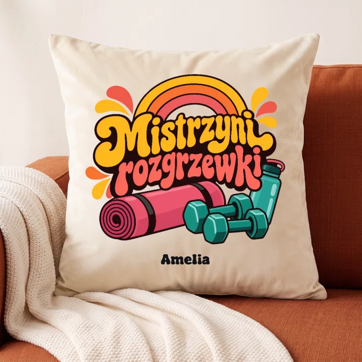 Poduszka Dekoracyjna Dla Nauczycielki Wf Prezent Na Dzień Nauczyciela Dla Kobiety: Mistrzyni Rozgrzewki