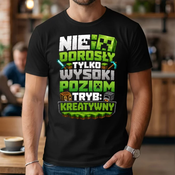 Koszulka Męska Dla Fana Minecrafta Prezent Dla Mężczyzny: Wysoki Poziom