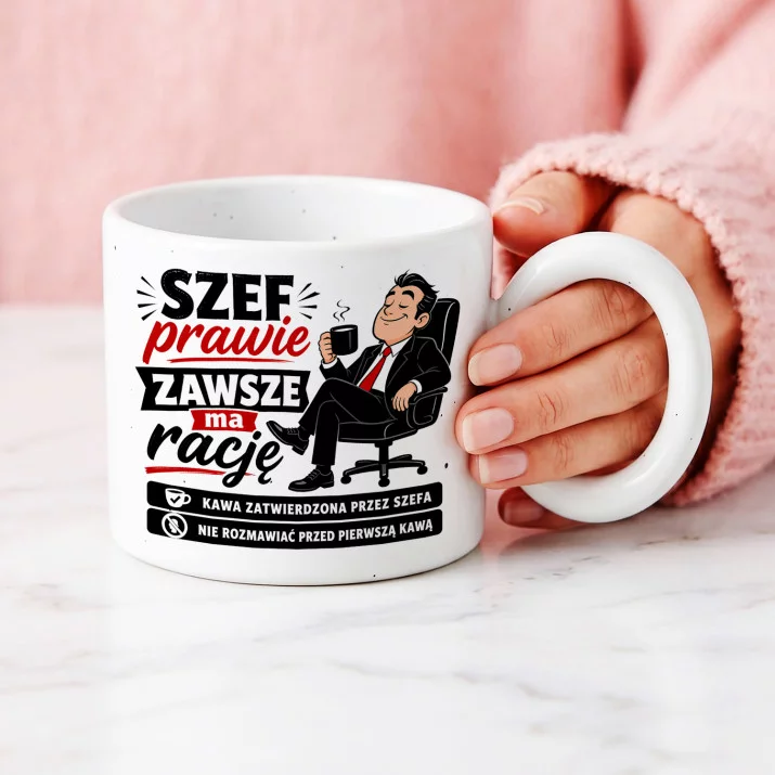 Kubek Z Okrągłym Uchem Dla Szefa Prezent Dla Mężczyzny: Humor Biurowy Z Kawą Kubek Z Okrągłym Uchem Dla Szefa Prezent Dla Mężczyzny: Humor Biurowy Z Kawą