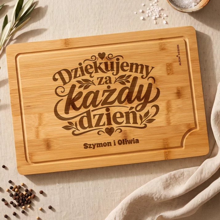Deska Do Krojenia z Grawerem Dla Rodziców Prezent Dla Pary: Dziękujemy Za Każdy Dzień Deska Do Krojenia z Grawerem Dla Rodziców Prezent Dla Pary: Dziękujemy Za Każdy Dzień