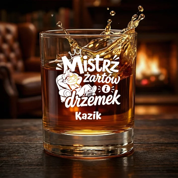 Szklanki Do Whisky z Grawerem Na Dzień Dziadka Prezent Dla Dziadka Mężczyzny: Mistrz Żartów I Drzemek Szklanki Do Whisky z Grawerem Na Dzień Dziadka Prezent Dla Dziadka Mężczyzny: Mistrz Żartów I Drzemek