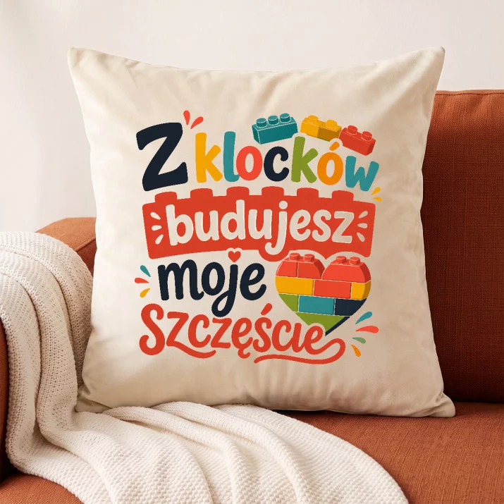 Poduszka Dekoracyjna Dla Fana Lego Prezent Dla Mężczyzny: Miłość Z Klocków Poduszka Dekoracyjna Dla Fana Lego Prezent Dla Mężczyzny: Miłość Z Klocków