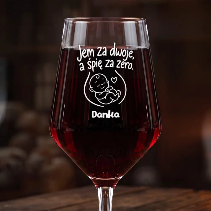 Mega Kieliszek Do Wina z Grawerem Dla Przyszłej Mamy Prezent Na Dzień Mamy Dla Kobiety: Jem Za Dwoje Mega Kieliszek Do Wina z Grawerem Dla Przyszłej Mamy Prezent Na Dzień Mamy Dla Kobiety: Jem Za Dwoje