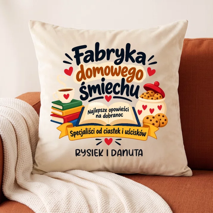 Poduszka Dekoracyjna Dla Babci i Dziadka Prezent Na Dzień Babci i Dziadka Dla Pary: Fabryka Domowego Śmiechu