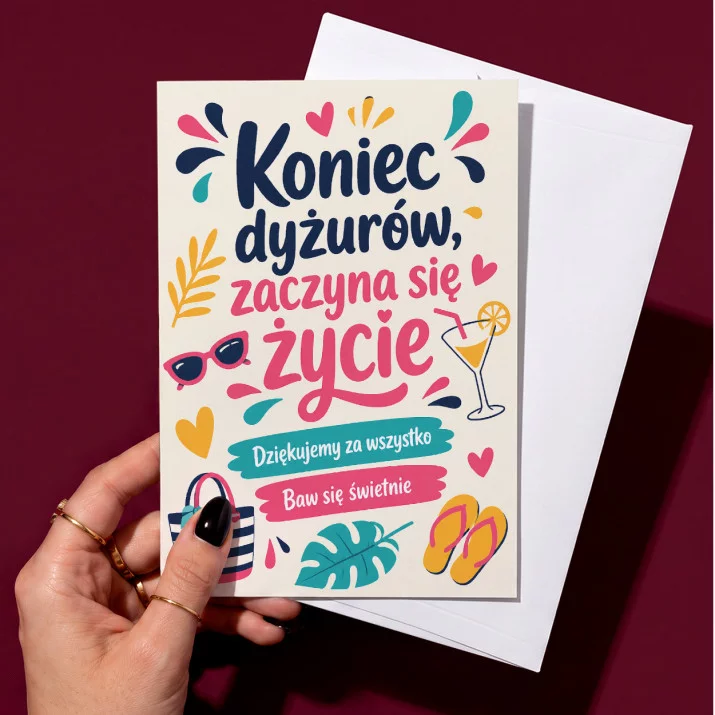Kartka z Życzeniami Na Zakończenie Pracy Dla Kobiety: Pożegnanie Z Humorem