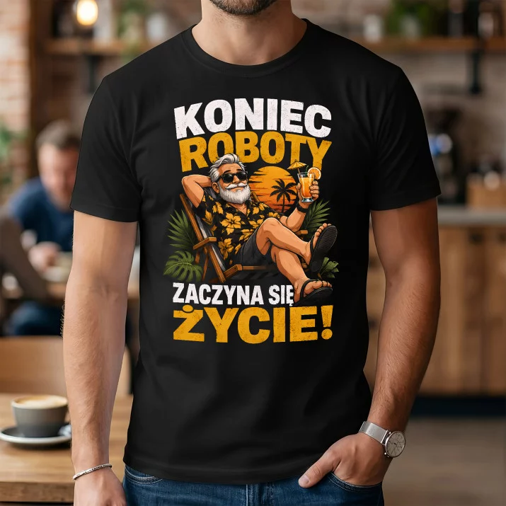 Koszulka Męska Na Emeryturę Prezent Dla Emeryta Mężczyzny: Zaczyna Się Życie