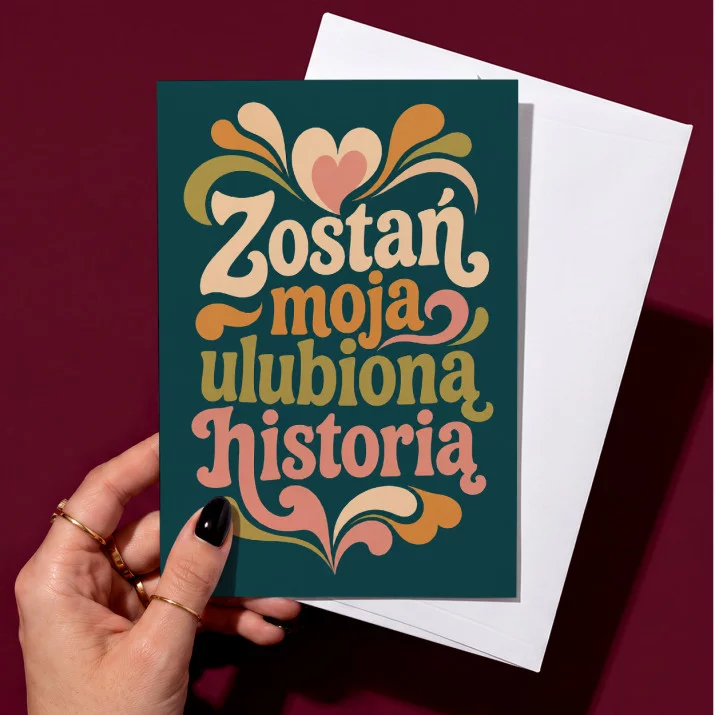 Kartka z Życzeniami Dla Zakochanych Dla Pary: Ciepły Retro Romans