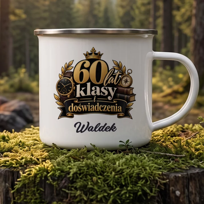 Kubek Emaliowany Na 60 Urodziny Prezent Dla 60 Latka Mężczyzny: 60 Lat Klasy I Kubek Emaliowany Na 60 Urodziny Prezent Dla 60 Latka Mężczyzny: 60 Lat Klasy I