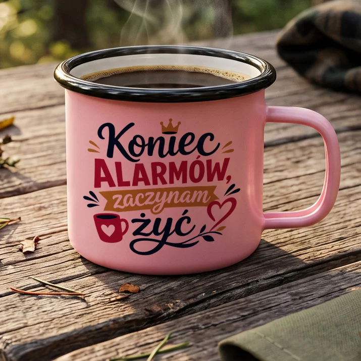Kubek Emaliowany Na Emeryturę Prezent Dla Emeryta Kobiety: Wolne Poranki Kubek Emaliowany Na Emeryturę Prezent Dla Emeryta Kobiety: Wolne Poranki