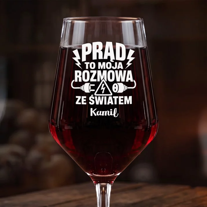Mega Kieliszek Do Wina z Grawerem Dla Elektryka Prezent Dla Mężczyzny: Prąd To Rozmowa Mega Kieliszek Do Wina z Grawerem Dla Elektryka Prezent Dla Mężczyzny: Prąd To Rozmowa