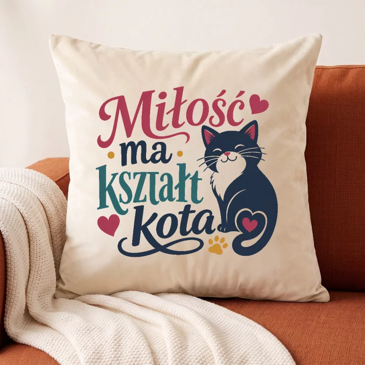 Poduszka Dekoracyjna Dla Kociary Prezent Dla Kobiety: Kocia Miłość