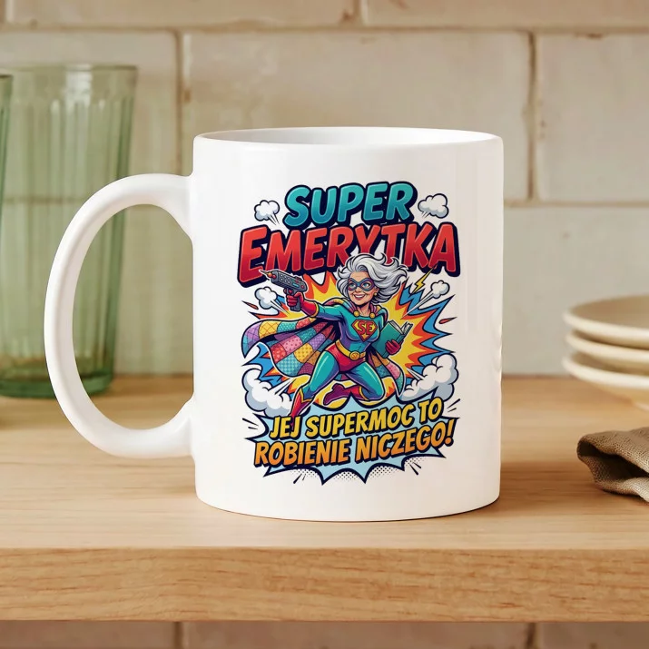 Kubek Z Nadrukiem Dla Emerytki Prezent Na Emeryturę Dla Kobiety: Superemerytka Kubek Z Nadrukiem Dla Emerytki Prezent Na Emeryturę Dla Kobiety: Superemerytka
