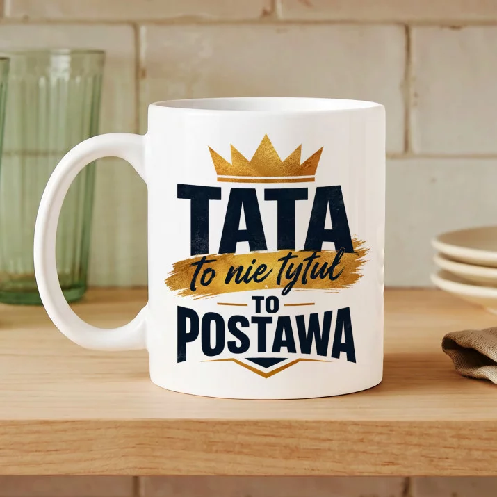 Kubek Z Nadrukiem Dla Ojca Prezent Na Dzień Ojca Dla Mężczyzny: Tata To Postawa Kubek Z Nadrukiem Dla Ojca Prezent Na Dzień Ojca Dla Mężczyzny: Tata To Postawa