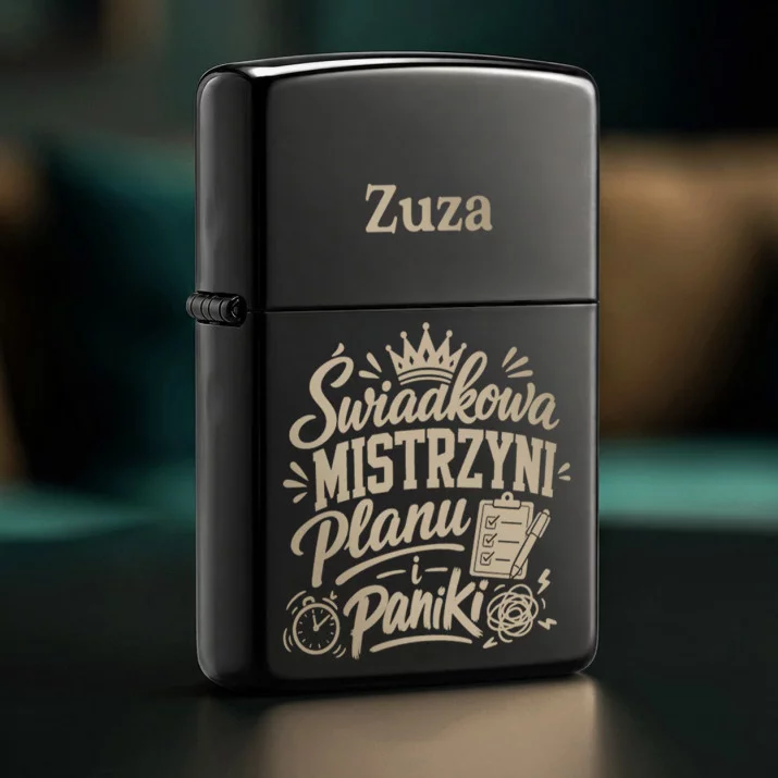 Zapalniczka z Grawerem Dla Świadkowej Prezent Dla Kobiety: Świadkowa Mistrzyni Planu