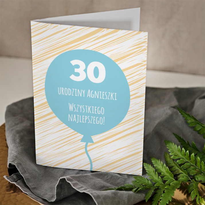 30 urodziny balon - kartka z życzeniami