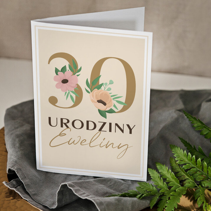 30 urodziny kwiaty - kartka z życzeniami