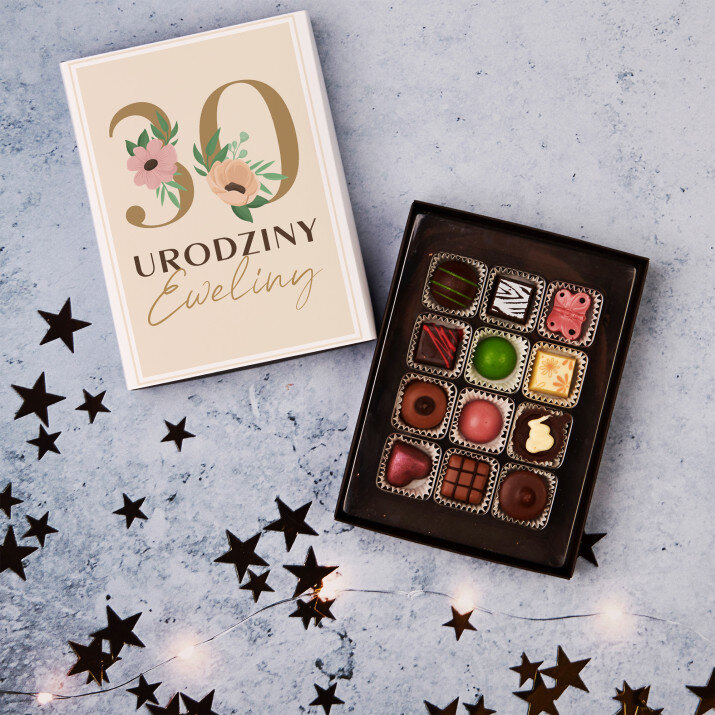 30 urodziny kwiaty - Praliny z belgijskiej czekolady