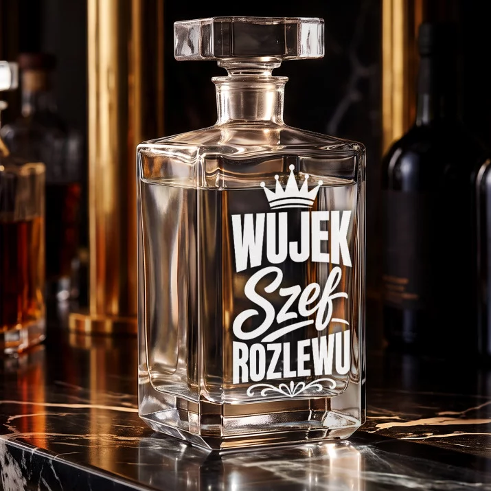 Karafka Do Wódki z Grawerem Dla Wujka Prezent: Wujek Szef Rozlewu