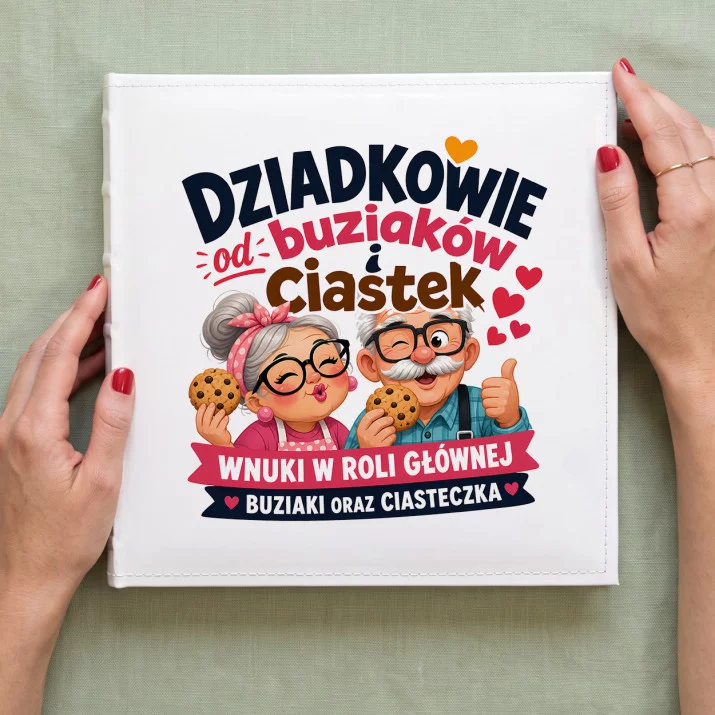 Album Na Zdjęcia Tradycyjny Dla Dziadków Prezent Na Dzień Babci i Dziadka Dla Pary: Buziaki I Ciasteczka Album Na Zdjęcia Tradycyjny Dla Dziadków Prezent Na Dzień Babci i Dziadka Dla Pary: Buziaki I Ciasteczka