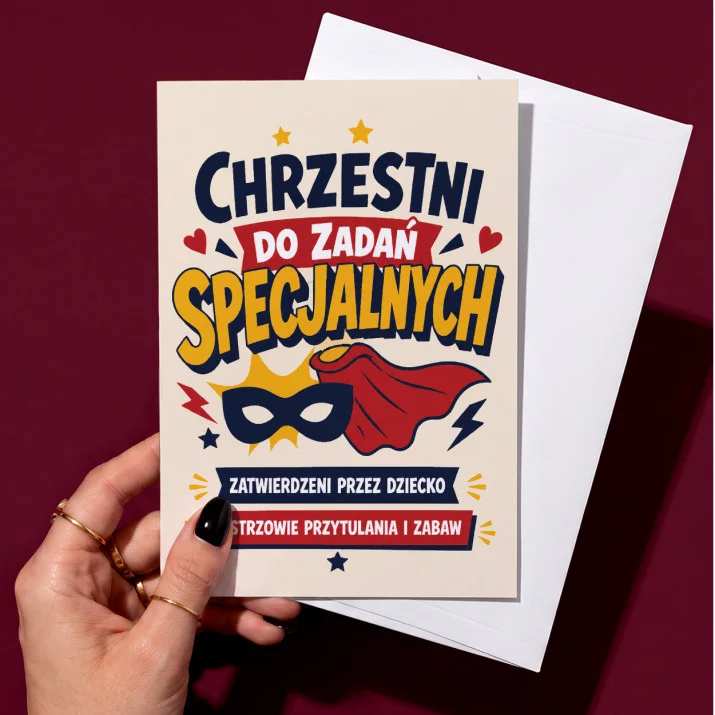 Kartka z Życzeniami Dla Chrzestnych Dla Pary: Chrzestni Z Humorem Kartka z Życzeniami Dla Chrzestnych Dla Pary: Chrzestni Z Humorem