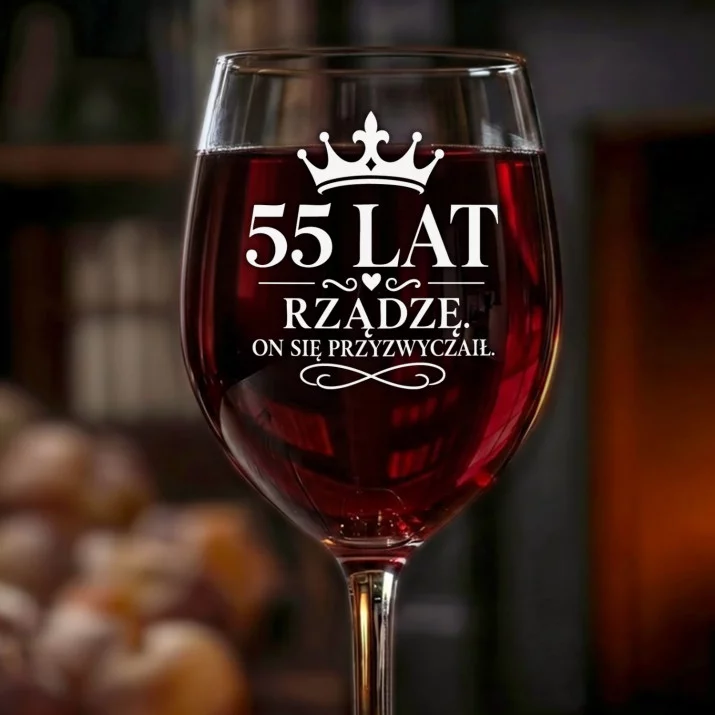Kieliszek Do Wina Na 55 Rocznicę Ślubu Prezent Na Walentynki Dla Kobiety: 55 Lat Rządzę - Korona Kieliszek Do Wina Na 55 Rocznicę Ślubu Prezent Na Walentynki Dla Kobiety: 55 Lat Rządzę - Korona