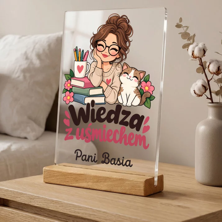 Druk Na Szkle Na Dzień Nauczyciela Prezent Dla Nauczyciela Kobiety: Wiedza Z Uśmiechem