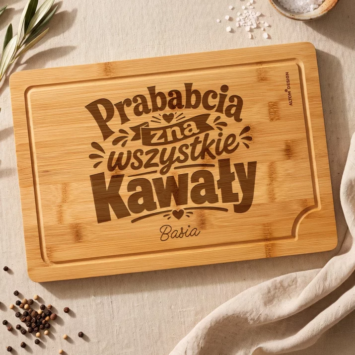 Deska Do Krojenia z Grawerem Dla Prababci Prezent Na Dzień Babci Dla Kobiety: Prababcia Zna Wszystkie Deska Do Krojenia z Grawerem Dla Prababci Prezent Na Dzień Babci Dla Kobiety: Prababcia Zna Wszystkie