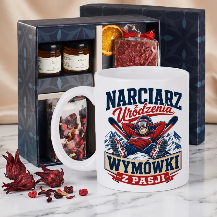 Zestaw Prezenowy Z Kubkiem Dla Narciarza: Narciarz Z Urodzenia Zestaw Prezenowy Z Kubkiem Dla Narciarza: Narciarz Z Urodzenia