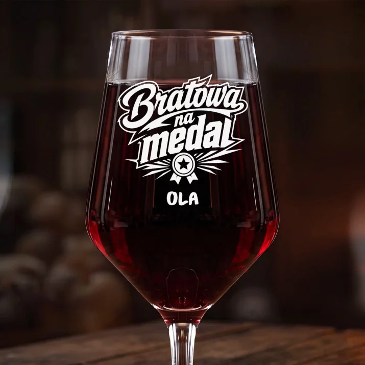 Mega Kieliszek Do Wina z Grawerem Dla Bratowej Prezent Dla Kobiety: Bratowa Na Medal Mega Kieliszek Do Wina z Grawerem Dla Bratowej Prezent Dla Kobiety: Bratowa Na Medal