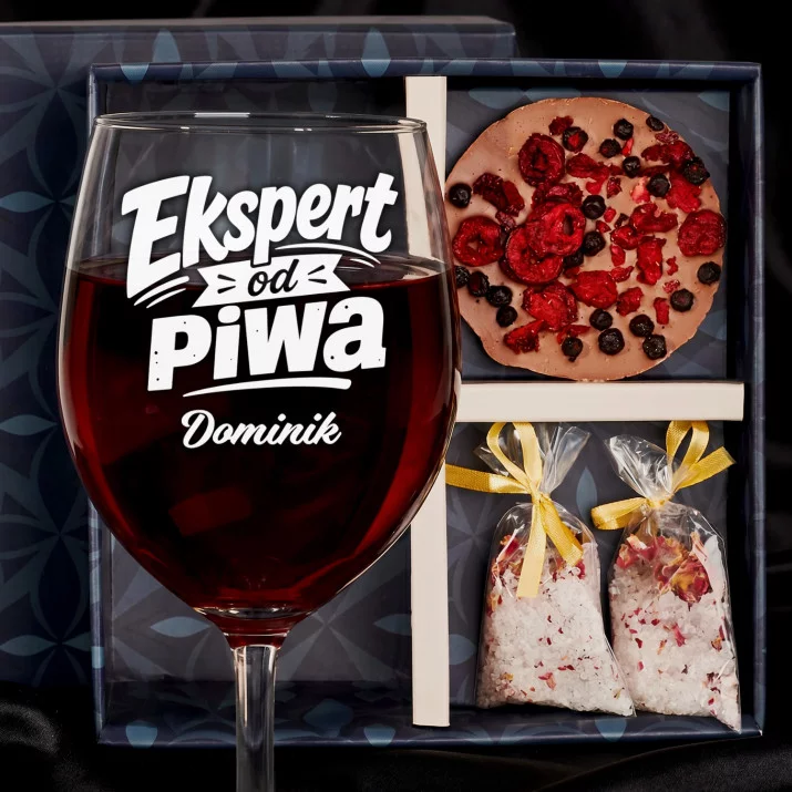Zestaw Prezenowy z Kieliszkiem do Wina Dla Piwosza Dla Mężczyzny: Ekspert Od Piwa