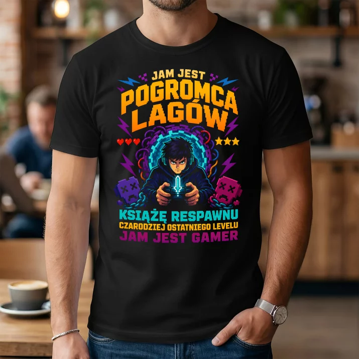 Koszulka Męska Dla Gamera Prezent Dla Mężczyzny: Pogromca Lagów I