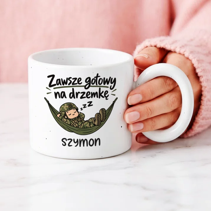 Kubek Premium Dla Żołnierza Prezent Na Przysięgę Wojskową Dla Mężczyzny: Zawsze Gotowy Na Drzemkę