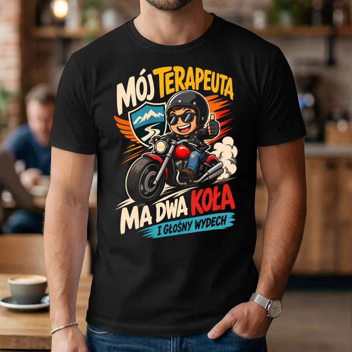Koszulka Męska Dla Motocyklisty Prezent Dla Mężczyzny: Mój Terapeuta