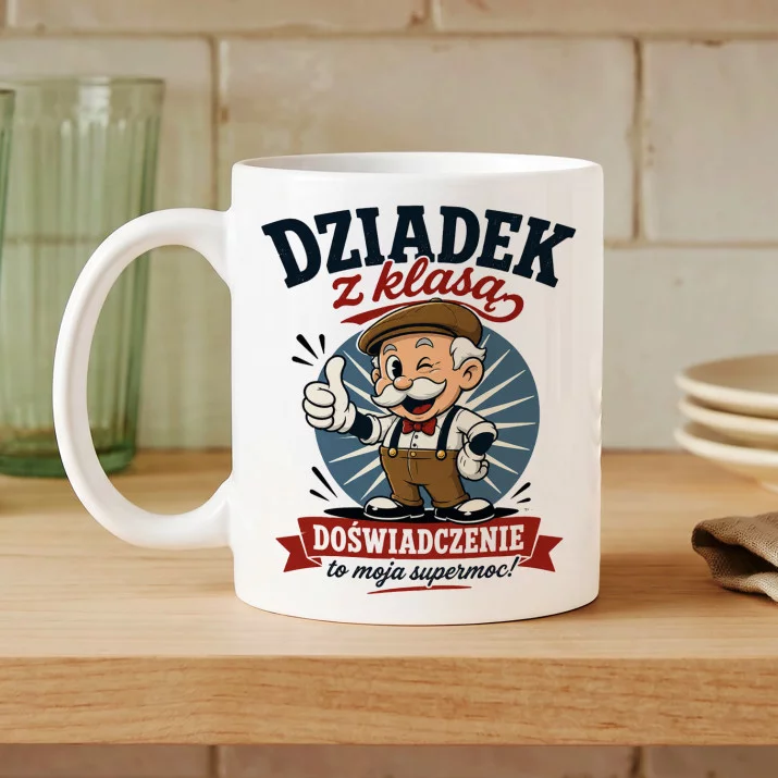 Kubek Z Nadrukiem Na Dzień Dziadka Prezent Dla Dziadka Mężczyzny: Dziadek Z Klasą Kubek Z Nadrukiem Na Dzień Dziadka Prezent Dla Dziadka Mężczyzny: Dziadek Z Klasą