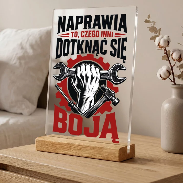 Druk Na Szkle Na Dzień Chłopaka Prezent Dla Chłopaka Mężczyzny: Mechanik Bez Strachu Druk Na Szkle Na Dzień Chłopaka Prezent Dla Chłopaka Mężczyzny: Mechanik Bez Strachu