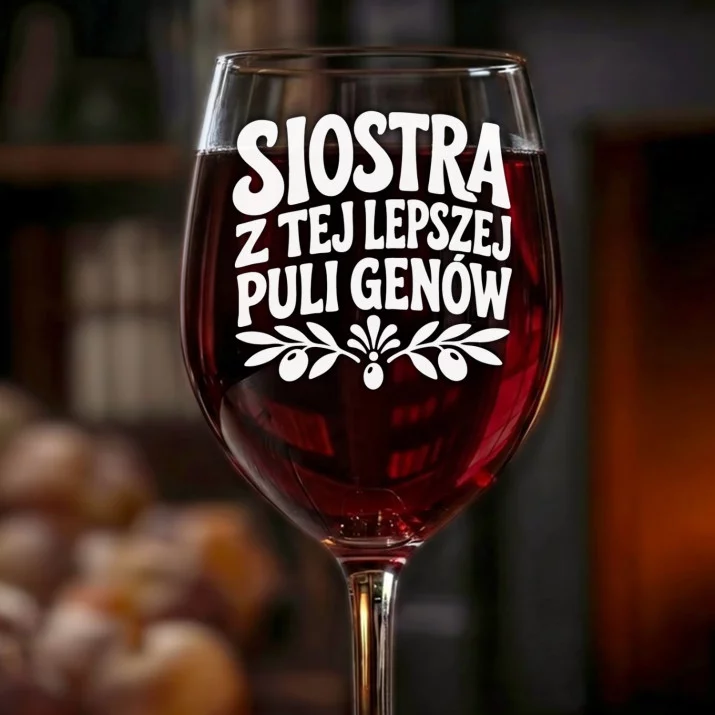 Kieliszek Do Wina Dla Siostry Prezent Dla Kobiety: Lepsza Pula Genów Kieliszek Do Wina Dla Siostry Prezent Dla Kobiety: Lepsza Pula Genów