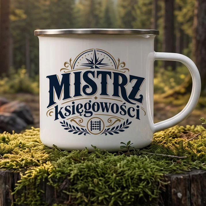 Kubek Emaliowany Dla Księgowego Prezent Dla Mężczyzny: Emblemat Księgowego Kubek Emaliowany Dla Księgowego Prezent Dla Mężczyzny: Emblemat Księgowego