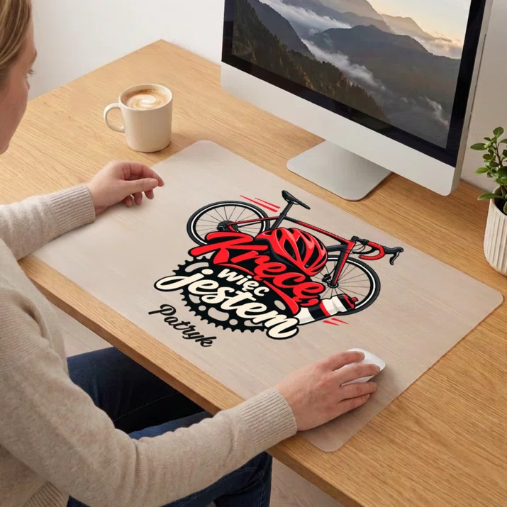 Podkładka Na Biurko 40x60cm Dla Kolarza Prezent Dla Mężczyzny: Kręcę, Więc Jestem Podkładka Na Biurko 40x60cm Dla Kolarza Prezent Dla Mężczyzny: Kręcę, Więc Jestem