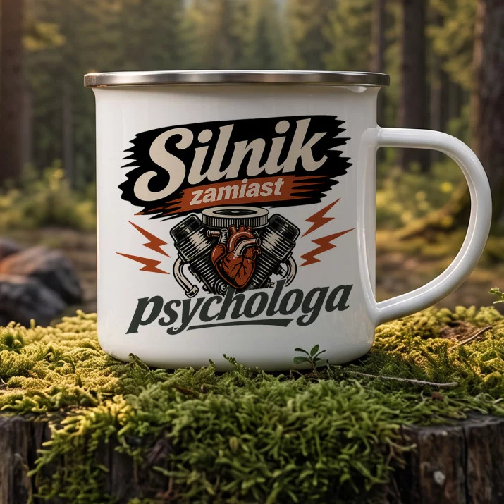 Kubek Emaliowany Dla Fana Motoryzacji Prezent Dla Mężczyzny: Silnikowy Styl Retro Kubek Emaliowany Dla Fana Motoryzacji Prezent Dla Mężczyzny: Silnikowy Styl Retro