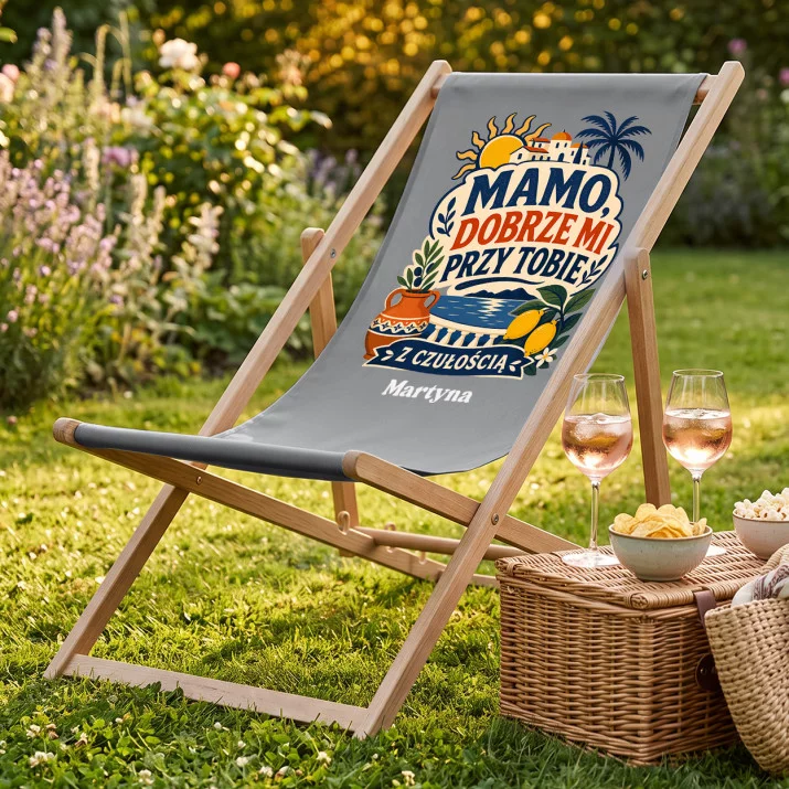 Leżak Z Nadrukiem Dla Mamy Prezent Na Dzień Mamy Dla Kobiety: Mamo, Dobrze Mi Przy Tobie Leżak Z Nadrukiem Dla Mamy Prezent Na Dzień Mamy Dla Kobiety: Mamo, Dobrze Mi Przy Tobie