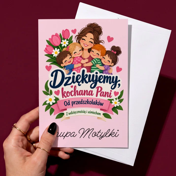 Kartka Personalizowana Na Dzień Nauczyciela W Przedszkolu Prezent Dla Nauczyciela Kobiety: Dziękujemy, Kochana Pani Kartka Personalizowana Na Dzień Nauczyciela W Przedszkolu Prezent Dla Nauczyciela Kobiety: Dziękujemy, Kochana Pani
