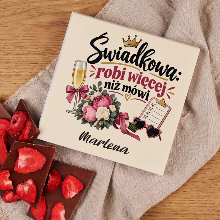 Czekolada z Truskawkami Dla Świadkowej Prezent Dla Kobiety: Świadkowa: Robi Więcej Czekolada z Truskawkami Dla Świadkowej Prezent Dla Kobiety: Świadkowa: Robi Więcej