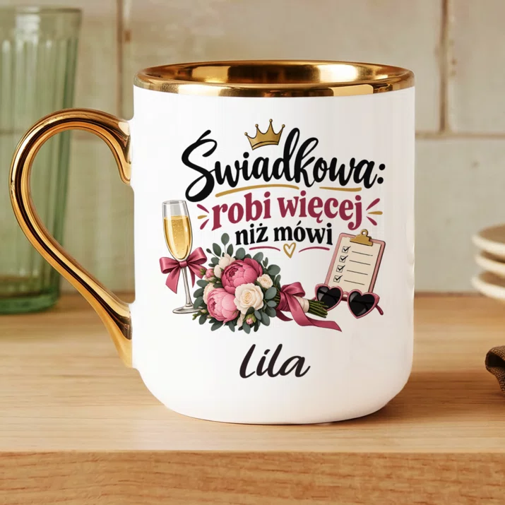 Kubek Personalizowany Dla Świadkowej Prezent Dla Kobiety: Świadkowa: Robi Więcej Kubek Personalizowany Dla Świadkowej Prezent Dla Kobiety: Świadkowa: Robi Więcej