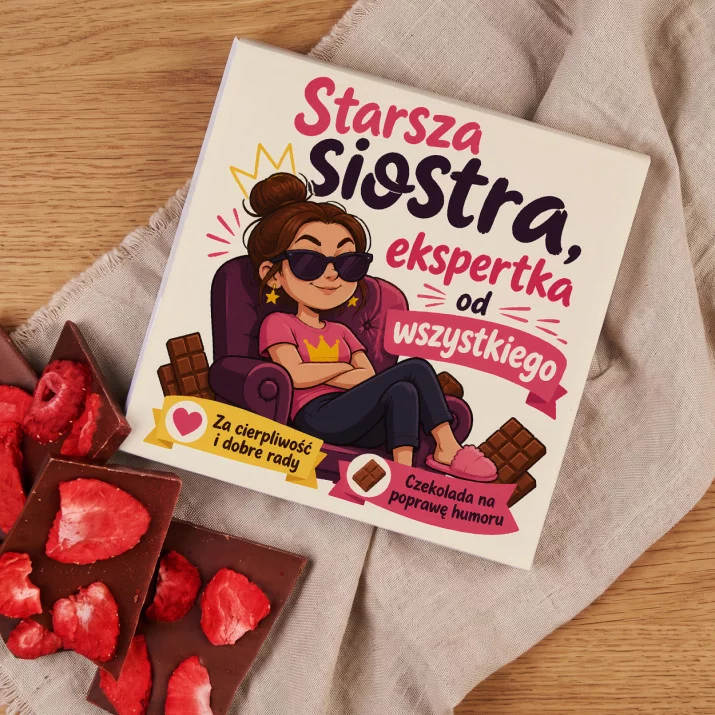 Czekolada Z Truskawkami Dla Starszej Siostry Prezent Dla Kobiety: Siostrzana Dawka Humoru Czekolada Z Truskawkami Dla Starszej Siostry Prezent Dla Kobiety: Siostrzana Dawka Humoru